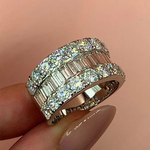 "Adele" - White Gold Half-Eternity Baguette - Emerald and Round Brilliant Cut Diamond Engagement Ring - Engagement Ring - Ebony Jewellery Chichester - Bespoke by Ebony