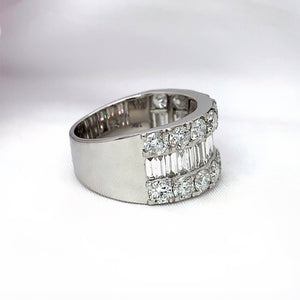 "Adele" - White Gold Half-Eternity Baguette - Emerald and Round Brilliant Cut Diamond Engagement Ring - Engagement Ring - Ebony Jewellery Chichester - Bespoke by Ebony