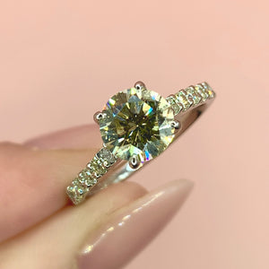 "Amelia" - Platinum Round Brilliant Diamond Engagement Ring with Micro Pave Set Diamond Set - Engagement Ring - Ebony Jewellery Chichester - Bespoke by Ebony