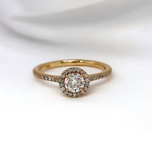 "Athena" - Solitaire Halo Engagement Ring in Pave Setting with Round Brilliant Diamonds - Engagement Ring - Ebony Jewellery Chichester - Bespoke by Ebony