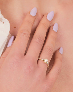 "Athena" - Solitaire Halo Engagement Ring in Pave Setting with Round Brilliant Diamonds - Engagement Ring - Ebony Jewellery Chichester - Bespoke by Ebony