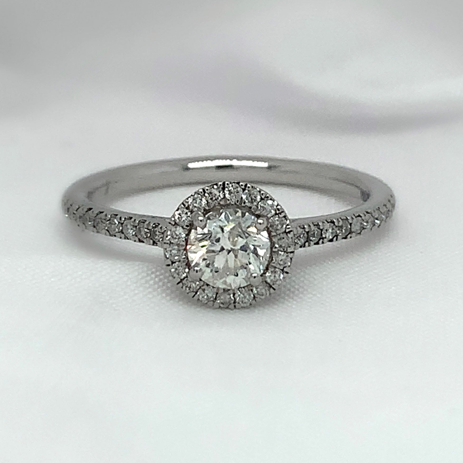 "Athena" - Solitaire Halo Engagement Ring in Pave Setting with Round Brilliant Diamonds - Engagement Ring - Ebony Jewellery Chichester - Bespoke by Ebony