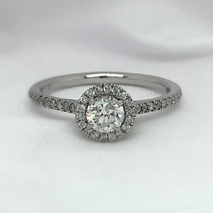 "Athena" - Solitaire Halo Engagement Ring in Pave Setting with Round Brilliant Diamonds - Engagement Ring - Ebony Jewellery Chichester - Bespoke by Ebony