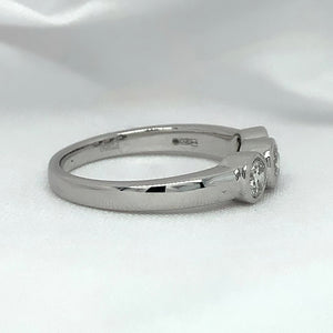 "Evelynn" - Trilogy Round Brilliant Diamond Rubover Set Diamond Ring in Gold or Platinum - Engagement Ring - Ebony Jewellery Chichester - Bespoke by Ebony