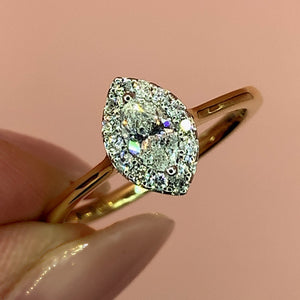 "Everleigh" - Solitaire Marquise Halo Set Diamond Engagement Ring set in 18ct Yellow Gold - Engagement Ring - Ebony Jewellery Chichester - Bespoke by Ebony