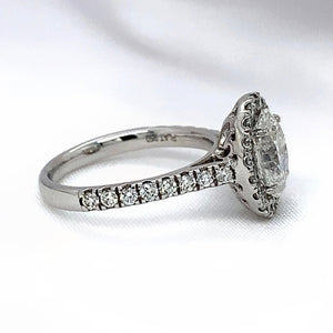 "Julia" - Oval Cut Diamond Halo Engagement Ring Set in a Pave Platinum Band - Engagement Ring - Ebony Jewellery Chichester - Bespoke by Ebony