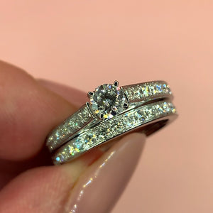 "Juliana" - Bridal Set - Solitaire 4 Claw Pave Set Diamond Engagement and Half-Eternity Engagement Ring - Engagement Ring - Ebony Jewellery Chichester - Bespoke by Ebony