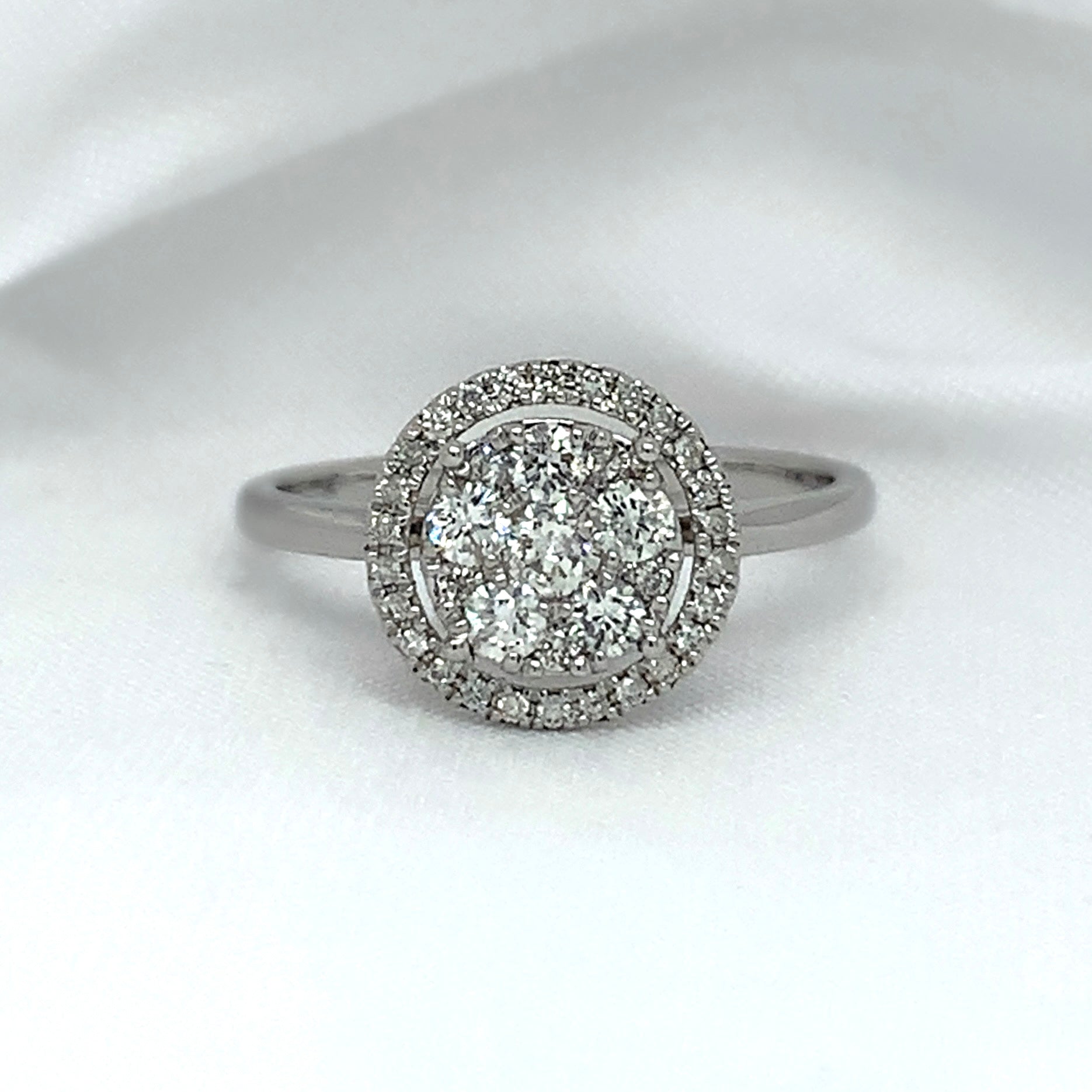 "Lili" - Round Brilliant Cluster Cut with a Halo Set Diamond Engagement Ring set in 9ct Gold - Engagement Ring - Ebony Jewellery Chichester - Bespoke by Ebony