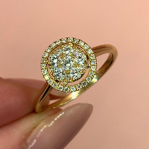 "Lili" - Round Brilliant Cluster Cut with a Halo Set Diamond Engagement Ring set in 9ct Gold - Engagement Ring - Ebony Jewellery Chichester - Bespoke by Ebony