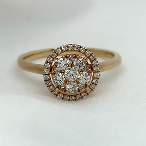 "Lili" - Round Brilliant Cluster Cut with a Halo Set Diamond Engagement Ring set in 9ct Gold - Engagement Ring - Ebony Jewellery Chichester - Bespoke by Ebony