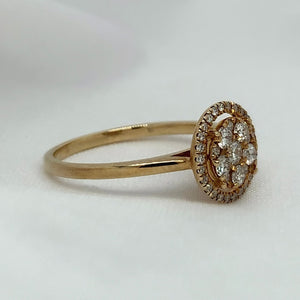 "Lili" - Round Brilliant Cluster Cut with a Halo Set Diamond Engagement Ring set in 9ct Gold - Engagement Ring - Ebony Jewellery Chichester - Bespoke by Ebony