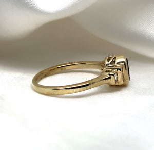 "London" - Blue Topaz Oval Unique Ring with Diamond Shoulders set in 9ct Yellow Gold - Unique Ring - Ebony Jewellery Chichester - Bespoke by Ebony