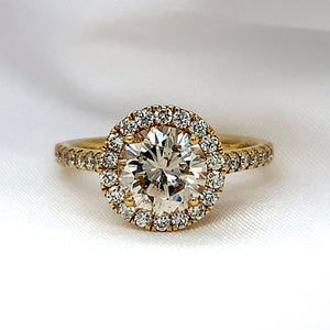 "Lya" - Round Brilliant Cut Diamond Engagement Ring in a Halo Set with a Pave Band - Engagement Ring - Ebony Jewellery Chichester - Bespoke by Ebony