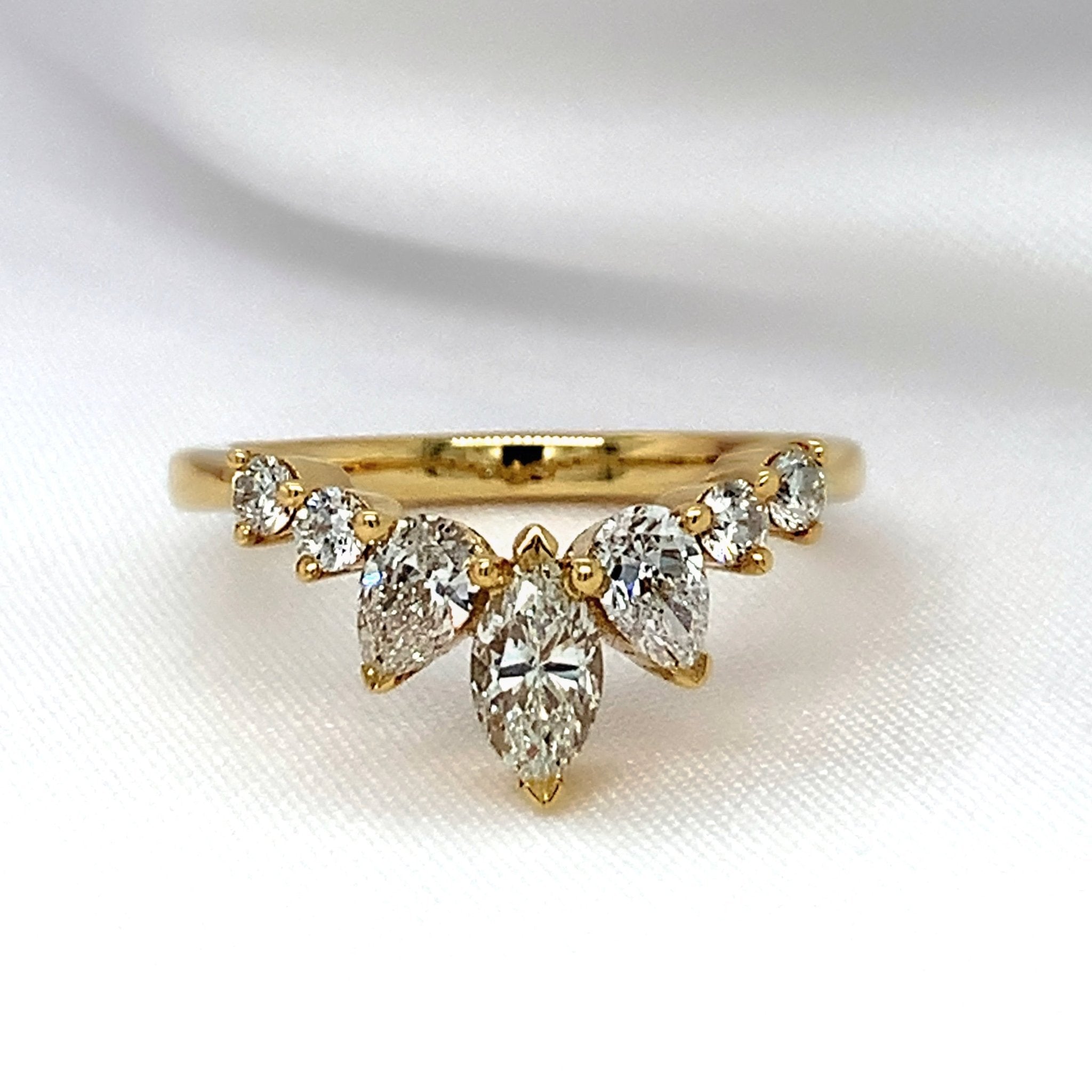 "Sylvie" - Chevron Shaped Eternity Engagement Ring featuring a Marquise & 2 Pronged Pear Shaped Diamonds Engagement Ring - Ebony Jewellery Chichester - Bespoke by Ebony