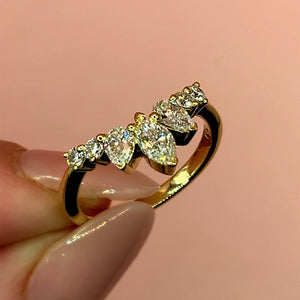 "Sylvie" - Chevron Shaped Eternity Engagement Ring featuring a Marquise & 2 Pronged Pear Shaped Diamonds Engagement Ring - Ebony Jewellery Chichester - Bespoke by Ebony
