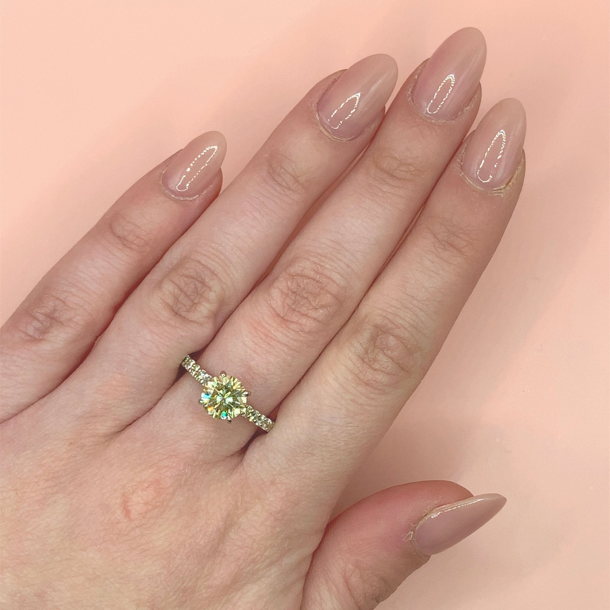 "Amelia" - Platinum Round Brilliant Diamond Engagement Ring with Micro Pave Set Diamond Set - Engagement Ring - Ebony Jewellery Chichester - Bespoke by Ebony