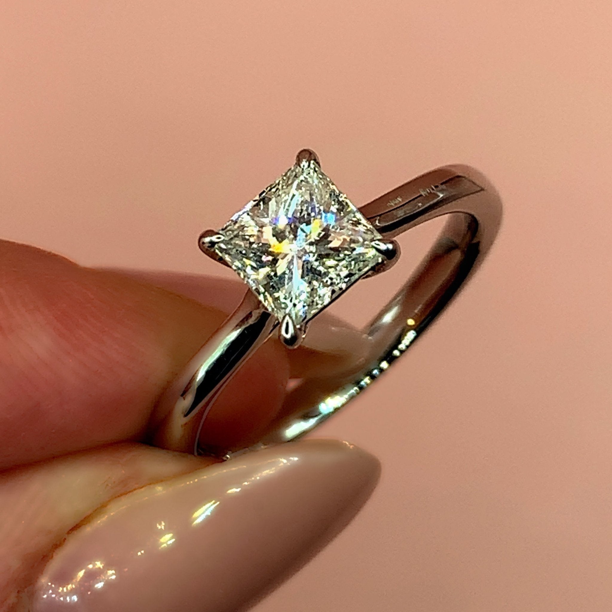 "Anna" - 4 Claw Solitaire Princess Cut Diamond Engagement Ring - Engagement Ring - Ebony Jewellery Chichester - Bespoke by Ebony