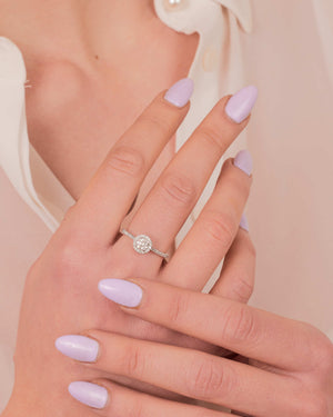 "Athena" - Solitaire Halo Engagement Ring in Pave Setting with Round Brilliant Diamonds - Engagement Ring - Ebony Jewellery Chichester - Bespoke by Ebony