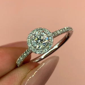 "Athena" - Solitaire Halo Engagement Ring in Pave Setting with Round Brilliant Diamonds - Engagement Ring - Ebony Jewellery Chichester - Bespoke by Ebony
