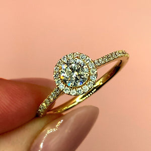 "Athena" - Solitaire Halo Engagement Ring in Pave Setting with Round Brilliant Diamonds - Engagement Ring - Ebony Jewellery Chichester - Bespoke by Ebony