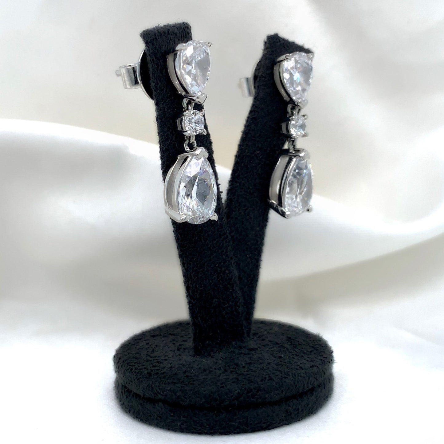 Cecily - Platinum-Plated Earring - Ebony Jewellery