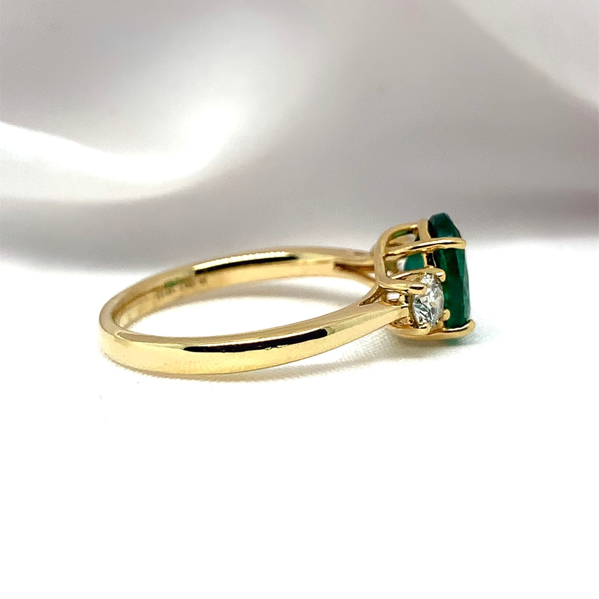 "Emmeline" - Oval Emerald Unique Engagement Ring with Diamond Shoulders in 18ct Yellow Gold - Unique Ring - Ebony Jewellery Chichester - Bespoke by Ebony