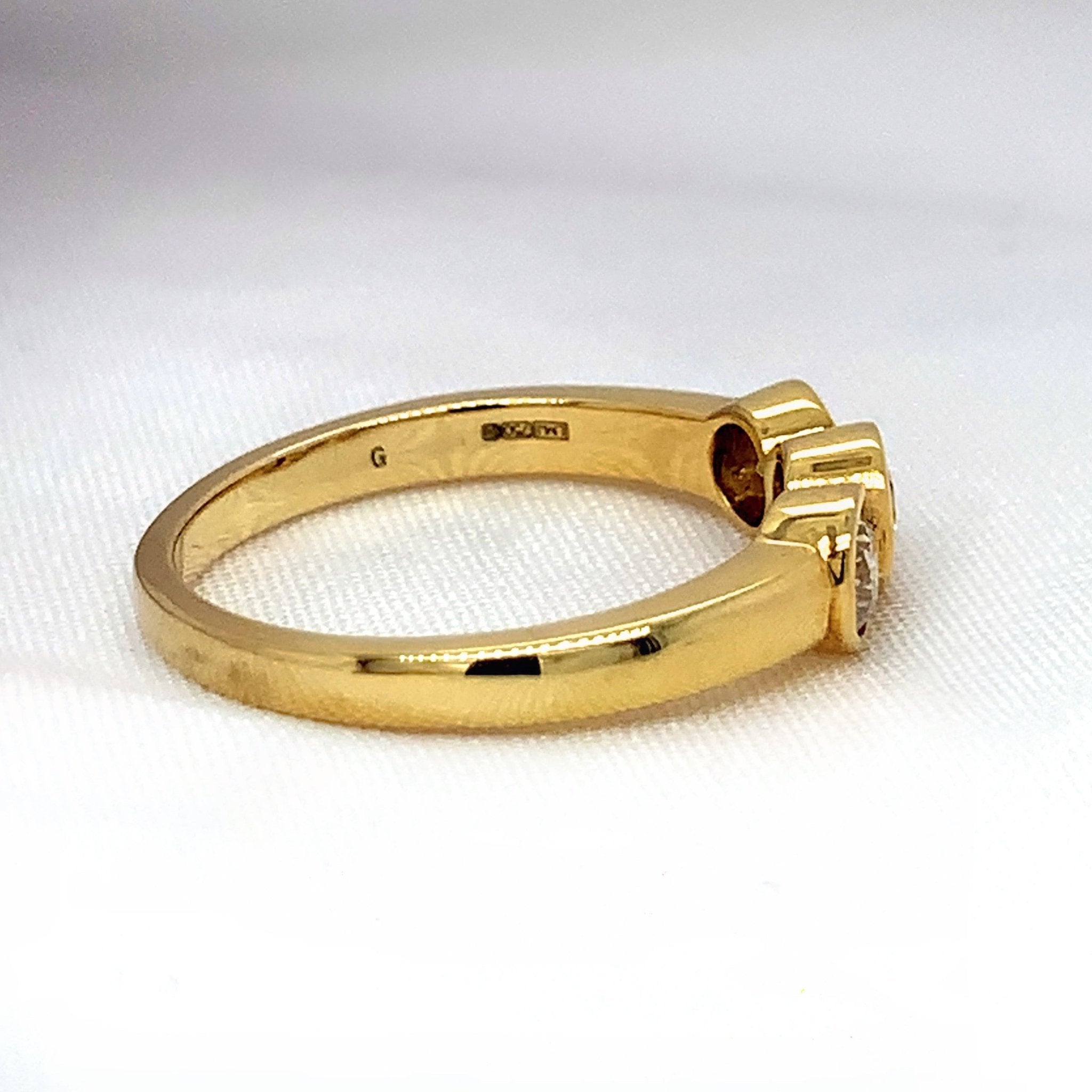 "Evelynn" - Trilogy Round Brilliant Diamond Rubover Set Diamond Ring in Gold or Platinum - Engagement Ring - Ebony Jewellery Chichester - Bespoke by Ebony