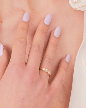 "Evelynn" - Trilogy Round Brilliant Diamond Rubover Set Diamond Ring in Gold or Platinum - Engagement Ring - Ebony Jewellery Chichester - Bespoke by Ebony