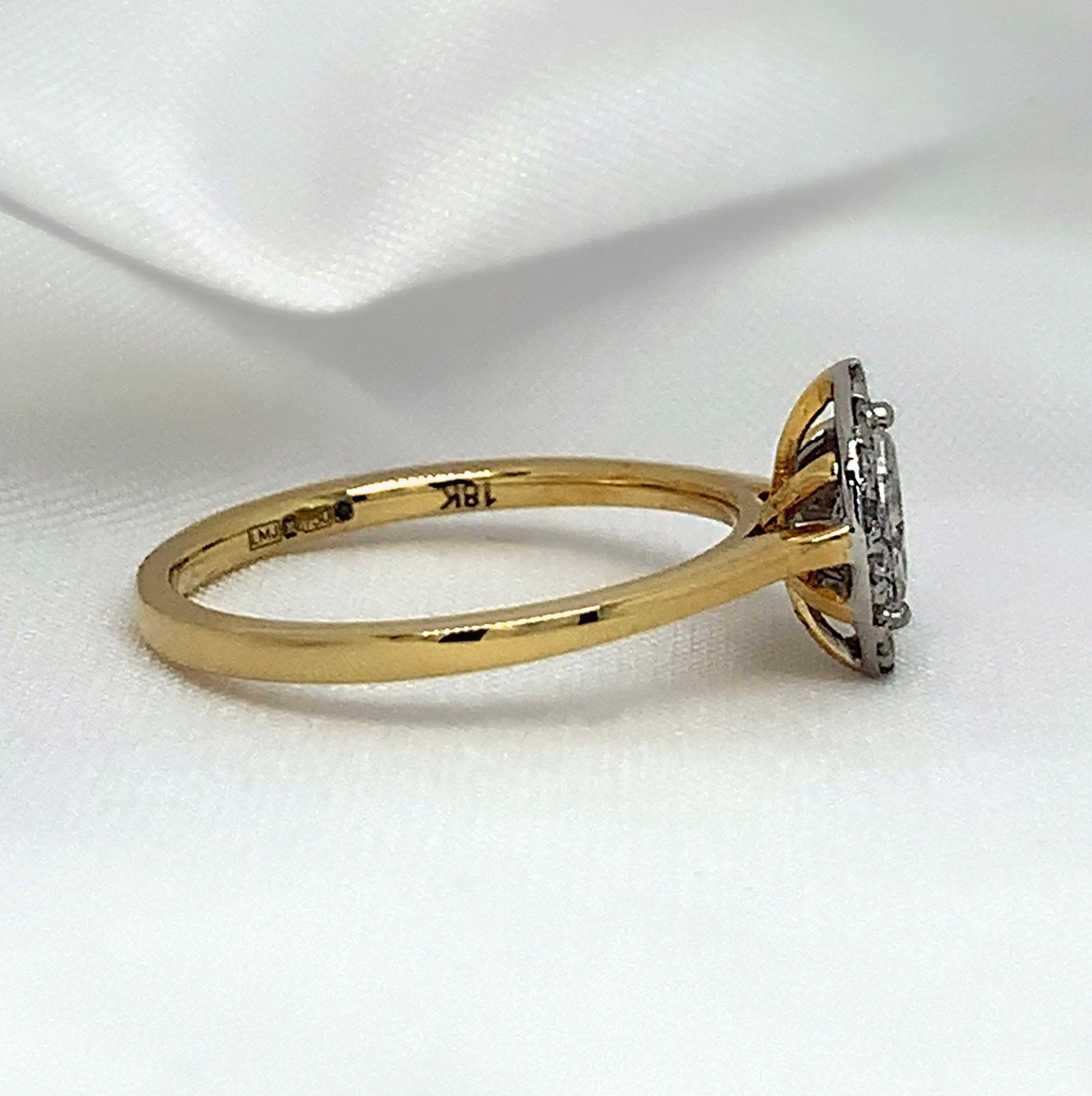 "Everleigh" - Solitaire Marquise Halo Set Diamond Engagement Ring set in 18ct Yellow Gold - Engagement Ring - Ebony Jewellery Chichester - Bespoke by Ebony