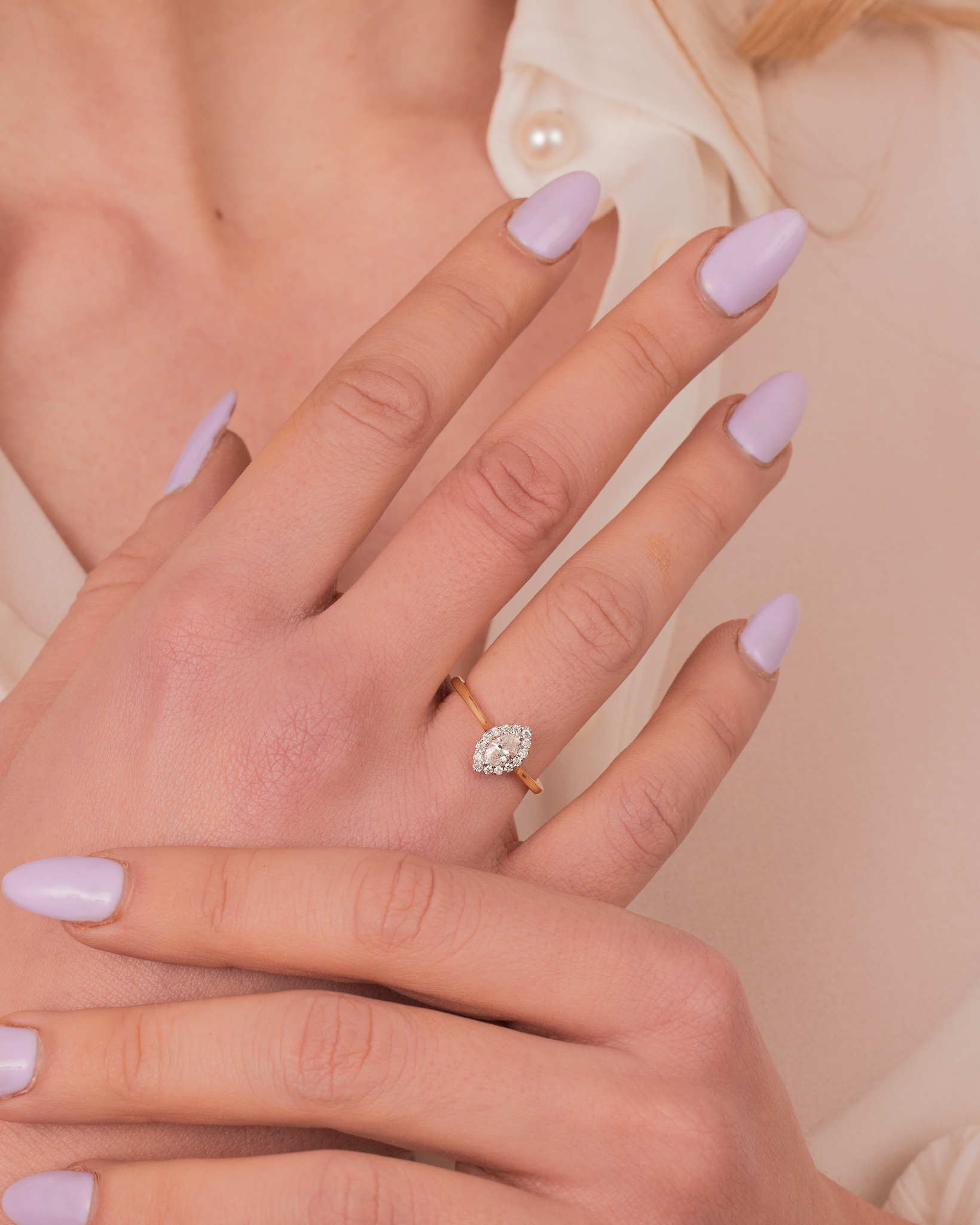 "Everleigh" - Solitaire Marquise Halo Set Diamond Engagement Ring set in 18ct Yellow Gold - Engagement Ring - Ebony Jewellery Chichester - Bespoke by Ebony