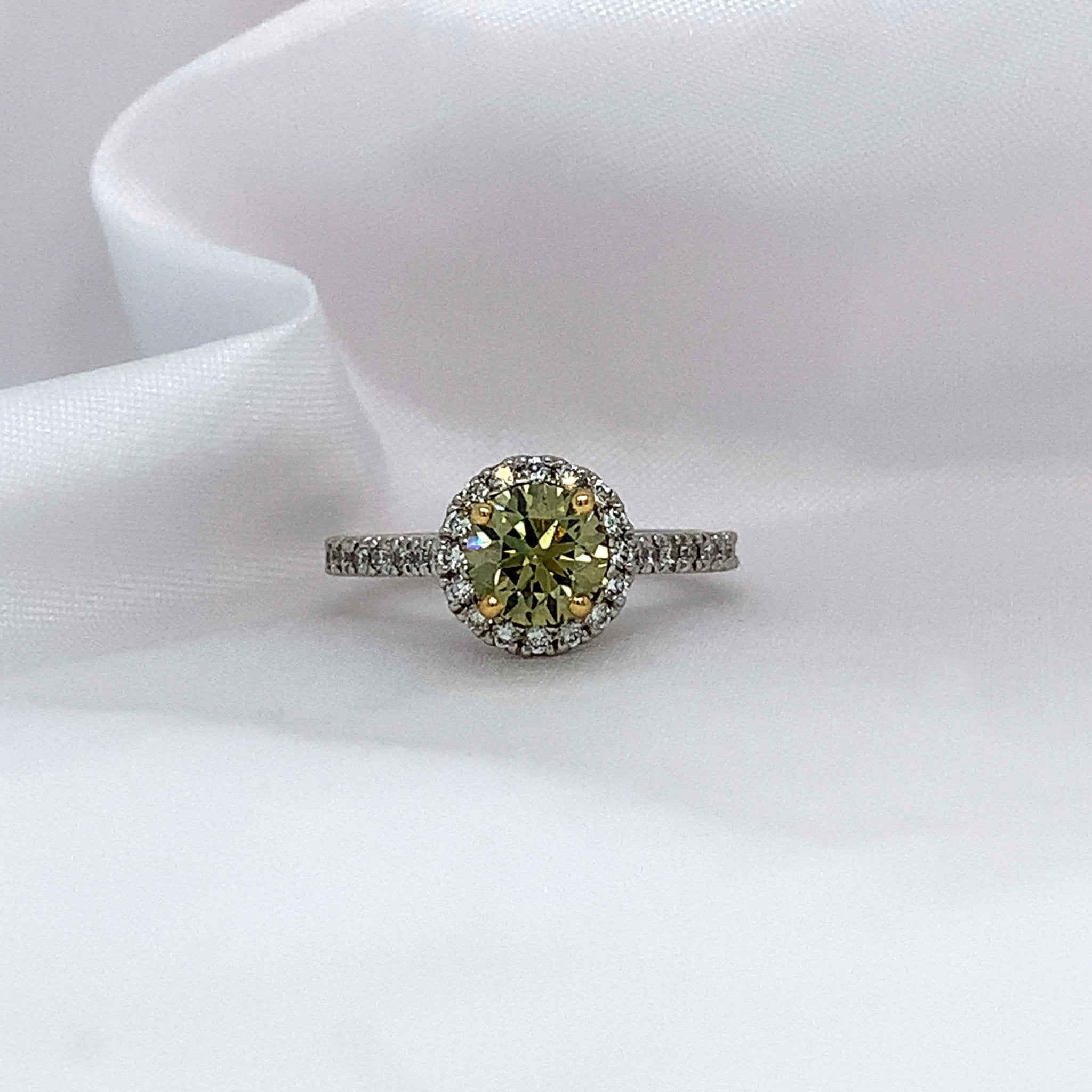 "Evie" - Fancy Brown & White Round Brilliant Cut Micro Pave Set Cluster Ring in Platinum - Engagement Ring - Ebony Jewellery Chichester - Bespoke by Ebony