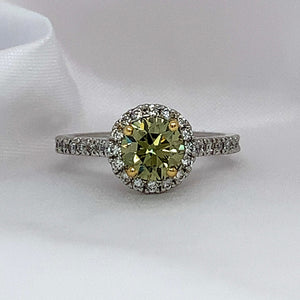 "Evie" - Fancy Brown & White Round Brilliant Cut Micro Pave Set Cluster Ring in Platinum - Engagement Ring - Ebony Jewellery Chichester - Bespoke by Ebony