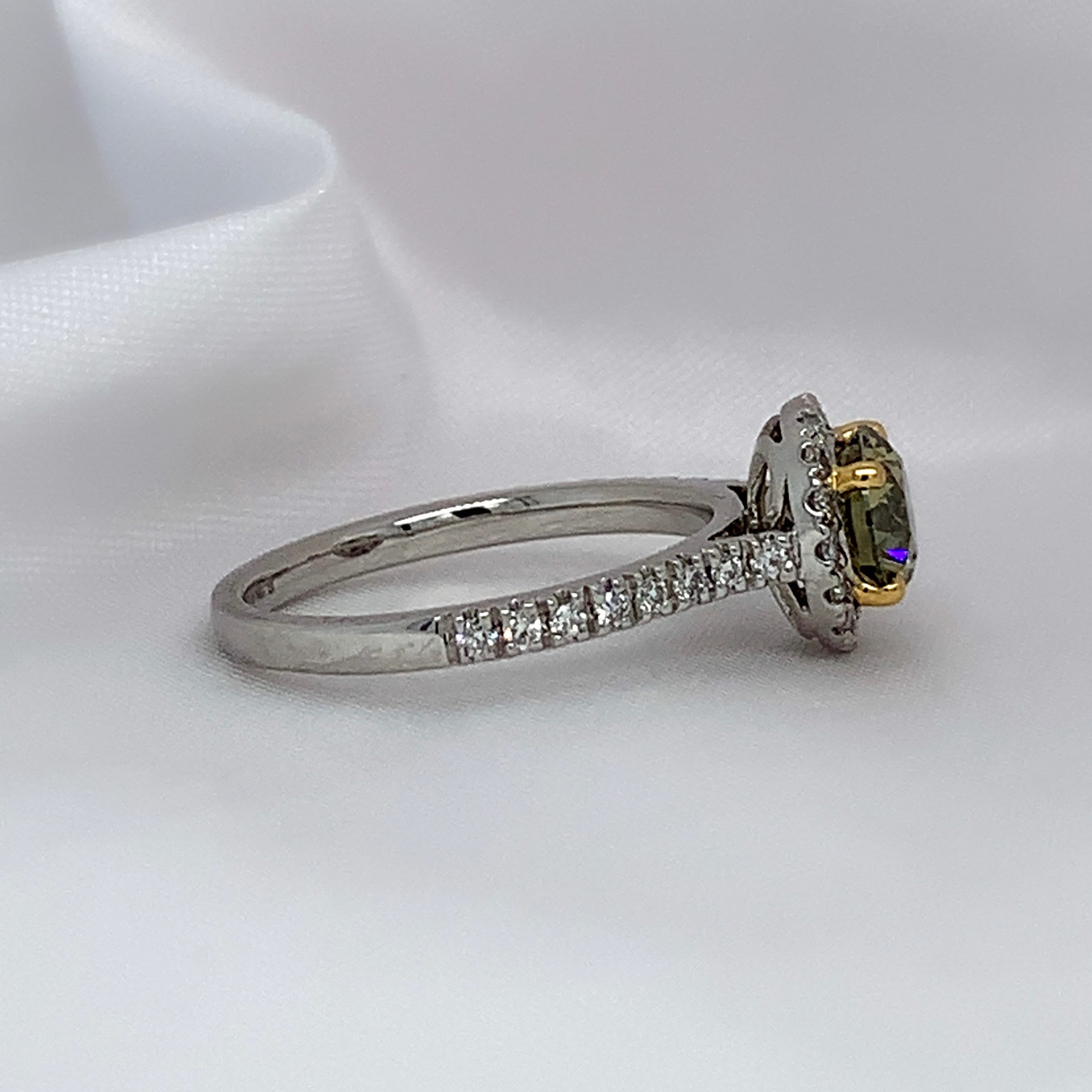 "Evie" - Fancy Brown & White Round Brilliant Cut Micro Pave Set Cluster Ring in Platinum - Engagement Ring - Ebony Jewellery Chichester - Bespoke by Ebony