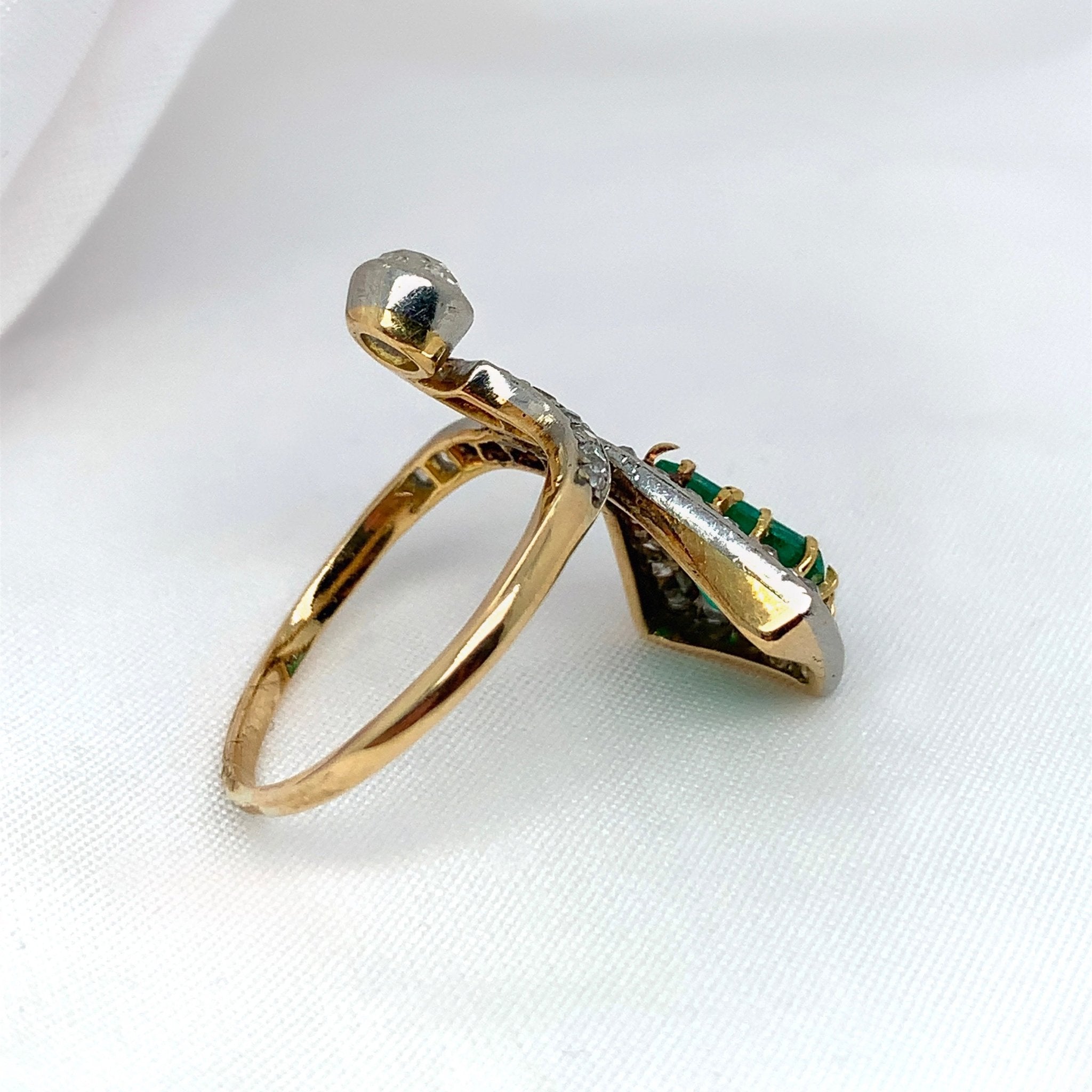 "Genevieve" - Trillion Cut Emerald Unique Ring set in a 18ct Yellow Gold Band - Unique Ring - Ebony Jewellery Chichester - Bespoke by Ebony