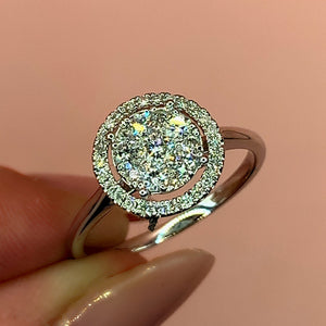 "Lili" - Round Brilliant Cluster Cut with a Halo Set Diamond Engagement Ring set in 9ct Gold - Engagement Ring - Ebony Jewellery Chichester - Bespoke by Ebony