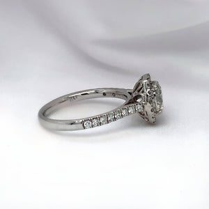 "Lya" - Round Brilliant Cut Diamond Engagement Ring in a Halo Set with a Pave Band - Engagement Ring - Ebony Jewellery Chichester - Bespoke by Ebony