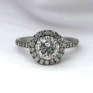 "Lya" - Round Brilliant Cut Diamond Engagement Ring in a Halo Set with a Pave Band - Engagement Ring - Ebony Jewellery Chichester - Bespoke by Ebony