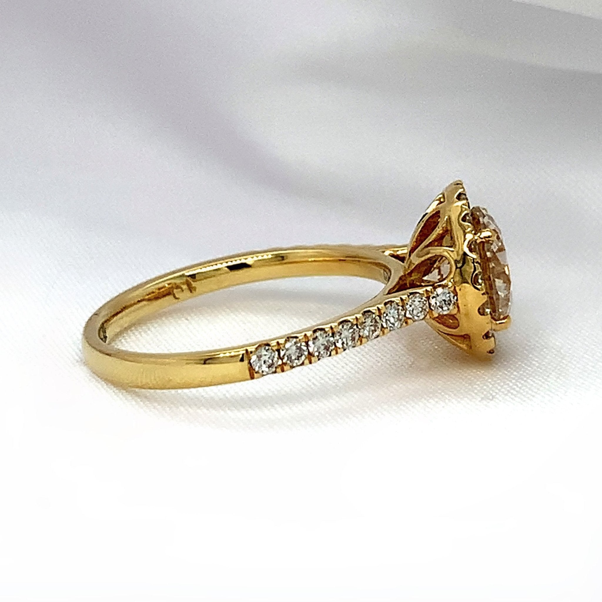 "Lya" - Round Brilliant Cut Diamond Engagement Ring in a Halo Set with a Pave Band - Engagement Ring - Ebony Jewellery Chichester - Bespoke by Ebony