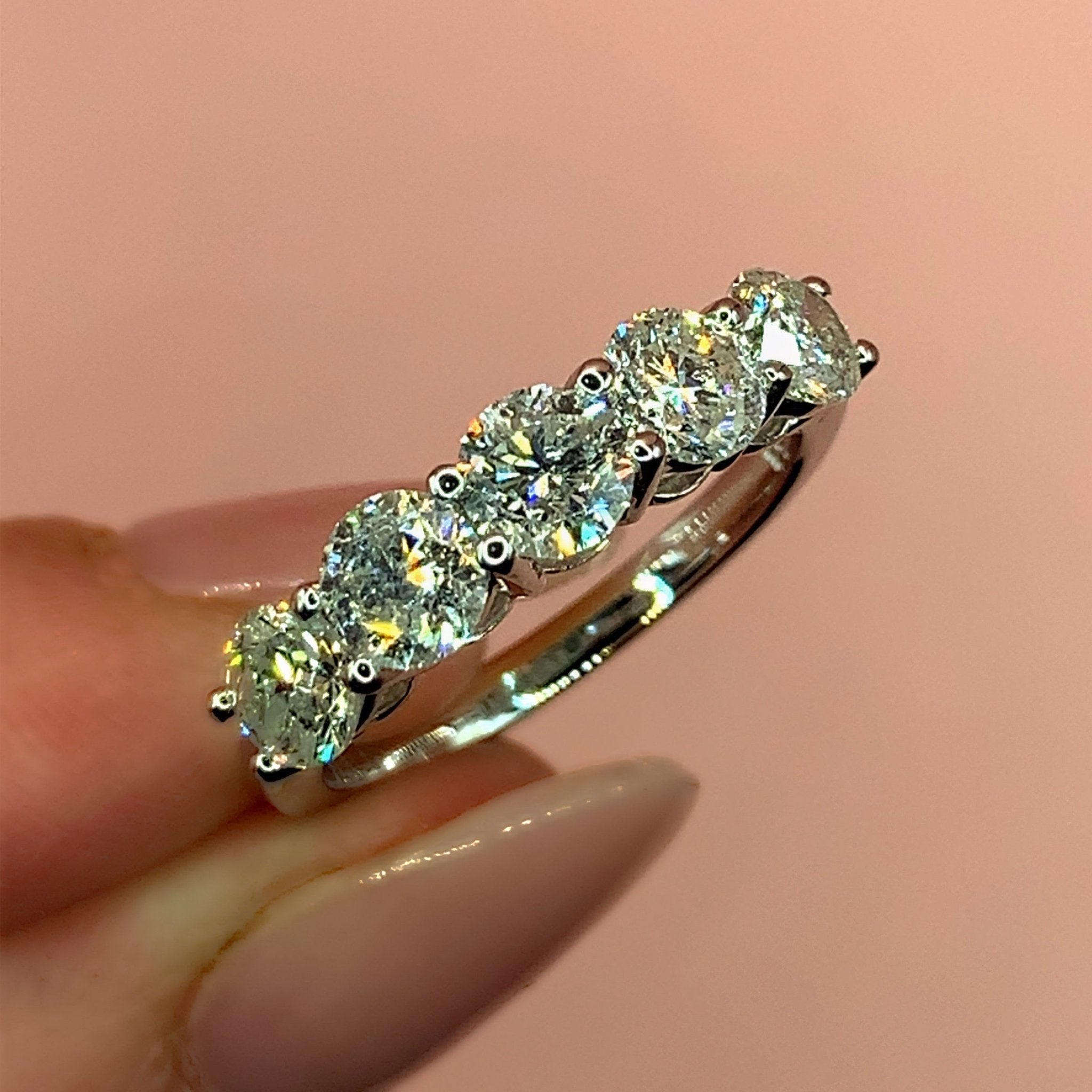 "Morwenna" - 5 Stone Round Brilliant Cut Ring in a Gold or Platinum Claw Setting - Engagement Ring - Ebony Jewellery Chichester - Bespoke by Ebony