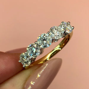 "Morwenna" - 5 Stone Round Brilliant Cut Ring in a Gold or Platinum Claw Setting - Engagement Ring - Ebony Jewellery Chichester - Bespoke by Ebony