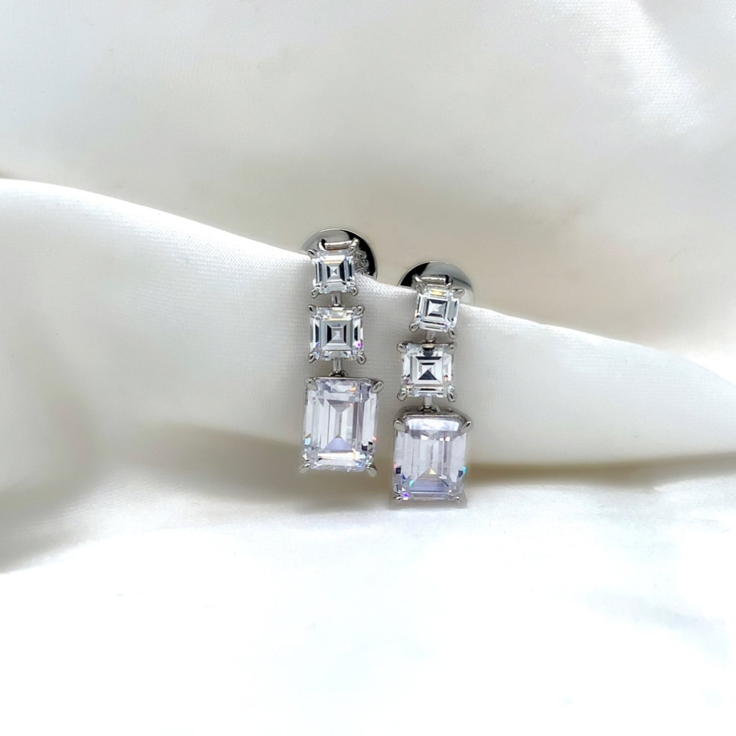 "Natalia" - Platinum-Plated Earring - Ebony Jewellery