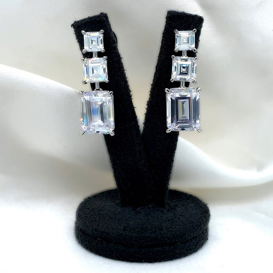 "Natalia" - Platinum-Plated Earring - Ebony Jewellery