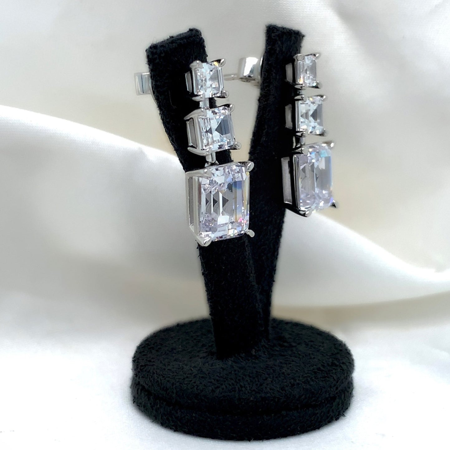 "Natalia" - Platinum-Plated Earring - Ebony Jewellery