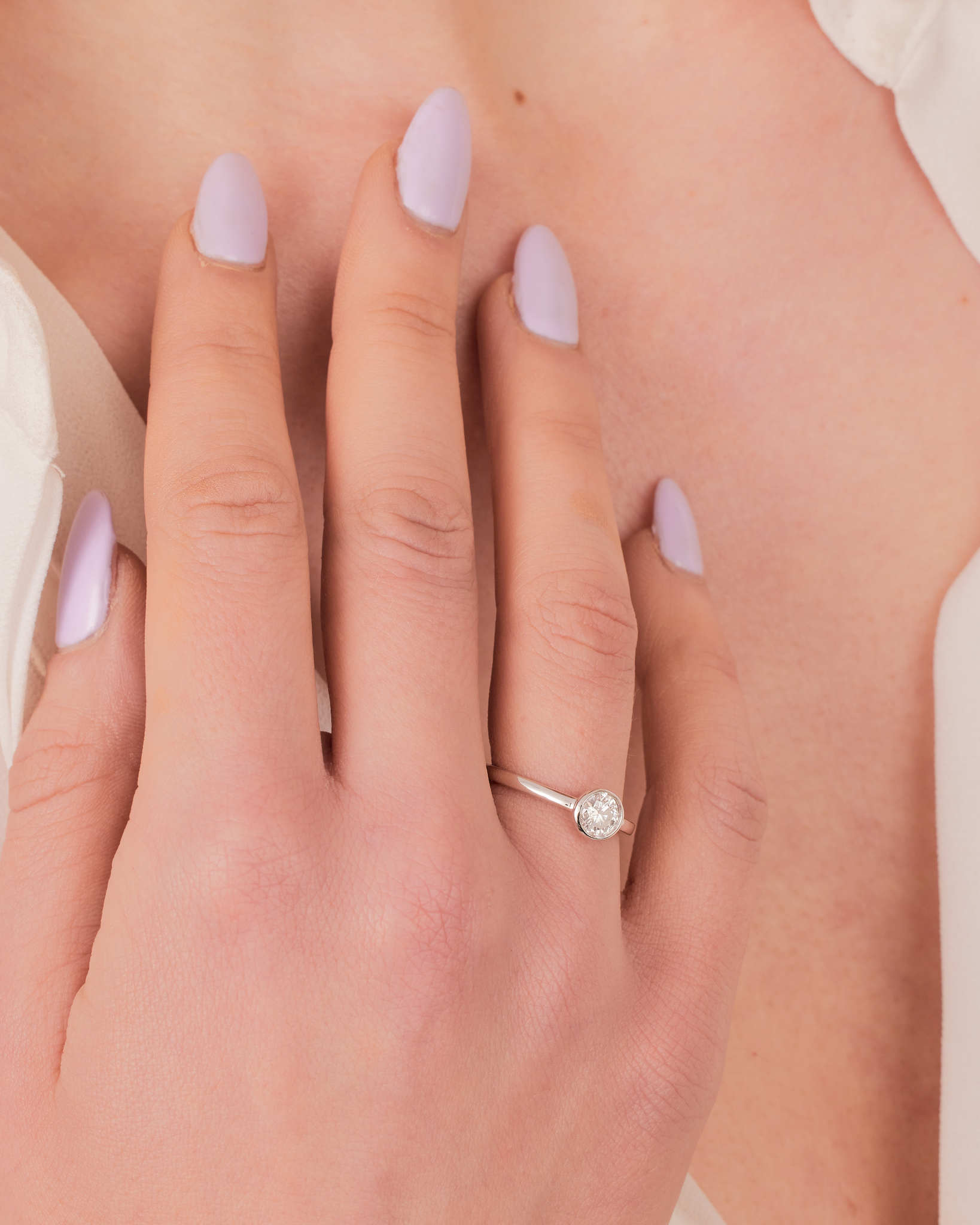 "Noémie" - Solitaire Round Brilliant Cut Diamond Engagement Ring in a Rubover Setting. - Engagement Ring - Ebony Jewellery Chichester - Bespoke by Ebony