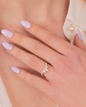 "Sylvie" - Chevron Shaped Eternity Engagement Ring featuring a Marquise & 2 Pronged Pear Shaped Diamonds Engagement Ring - Ebony Jewellery Chichester - Bespoke by Ebony