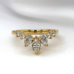 "Sylvie" - Chevron Shaped Eternity Engagement Ring featuring a Marquise & 2 Pronged Pear Shaped Diamonds Engagement Ring - Ebony Jewellery Chichester - Bespoke by Ebony